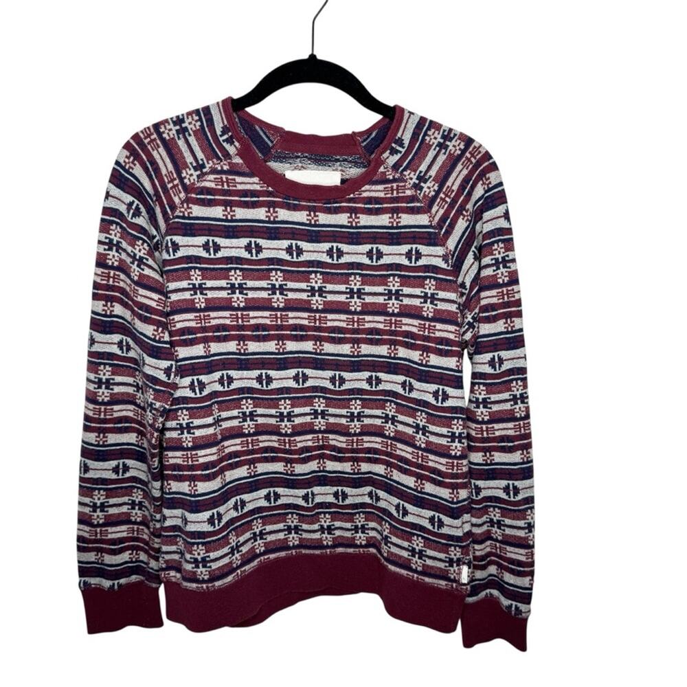 BURTON / maroon gray nordic winter printed long sleeve thermal baselayer / S